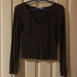 Navy Green tie up long sleeve